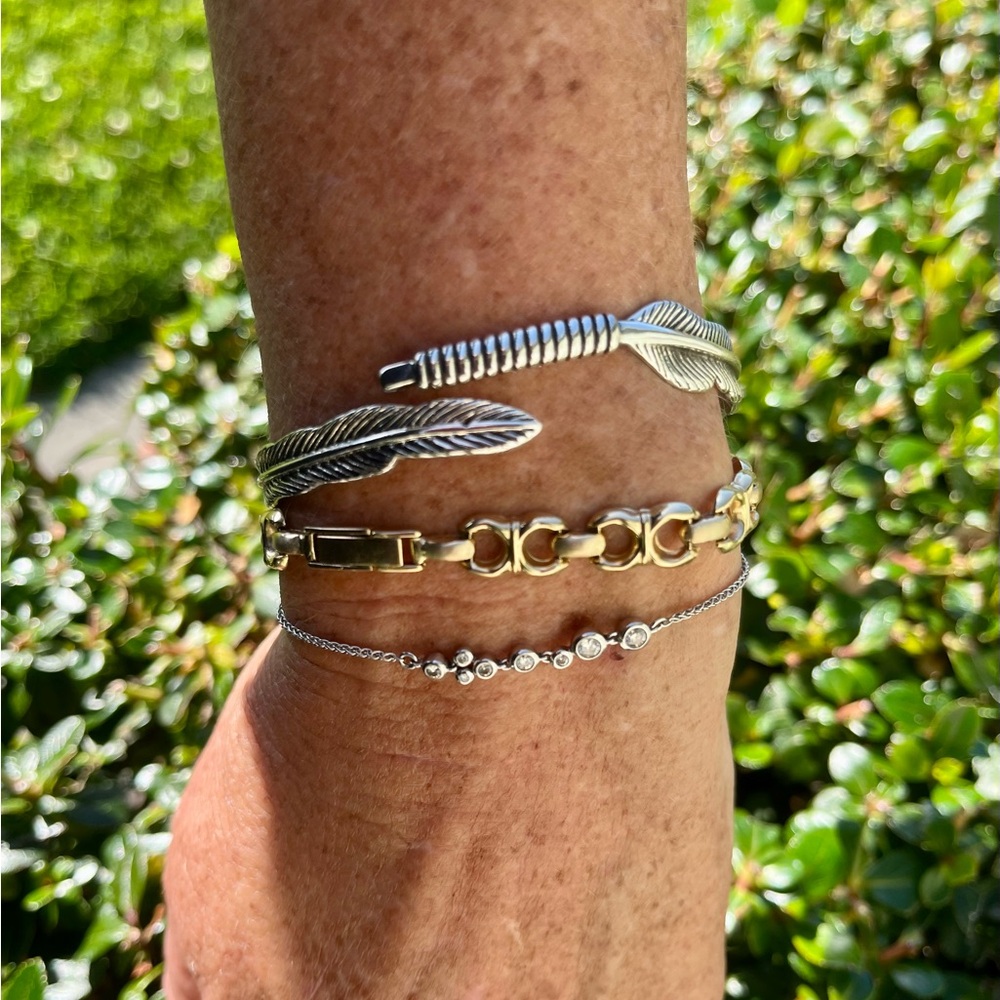 ✨925 Sterling Silver Angle Feather Wrap Adjustable Bangle Bracelet